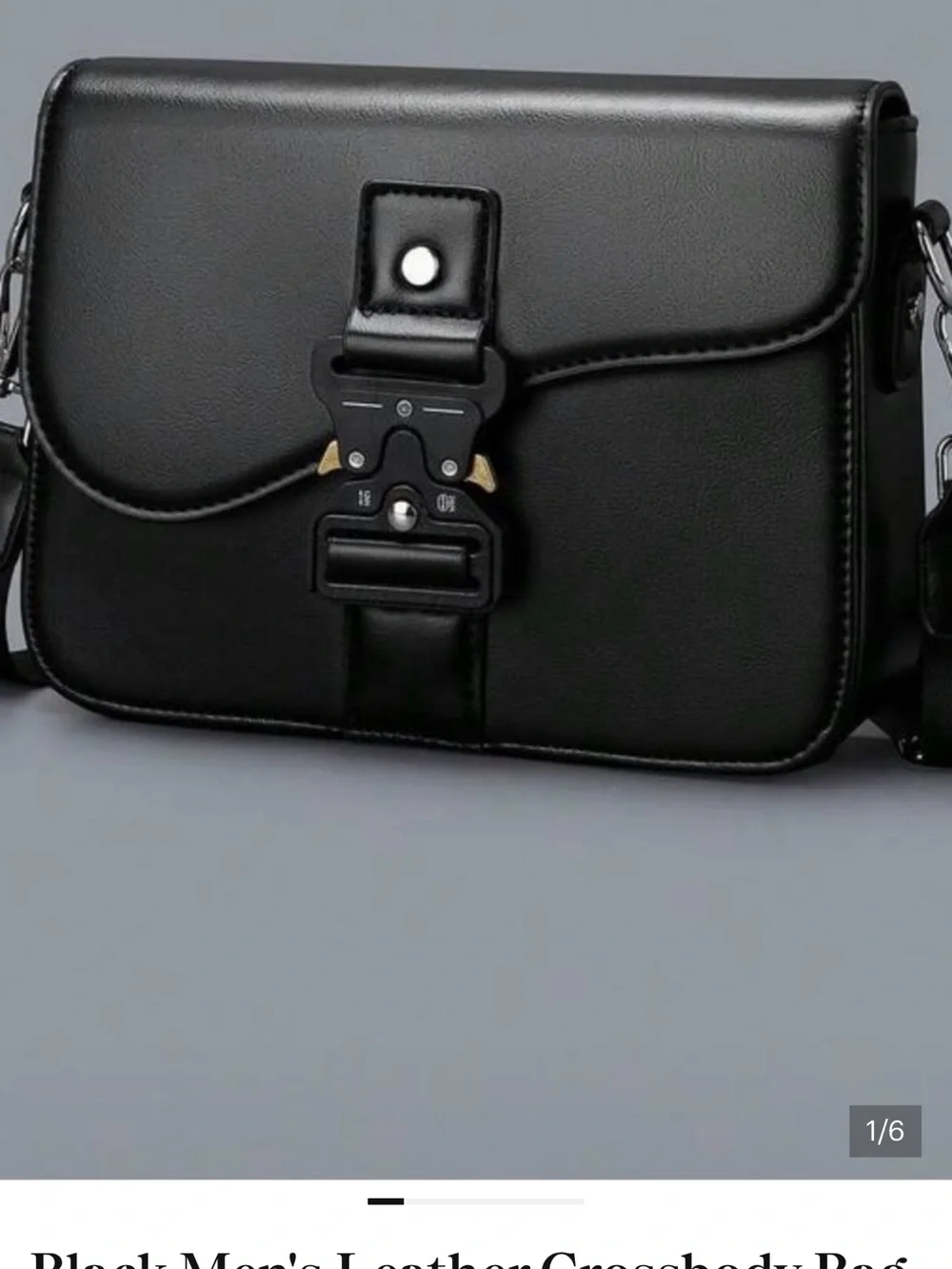 Black Leather Crossbody Bag for Men - Classic Minimal Design